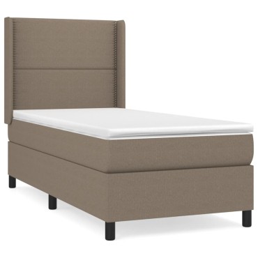 vidaXL Κρεβάτι Boxspring με Στρώμα Taupe 90x190 εκ.Υφασμάτινο