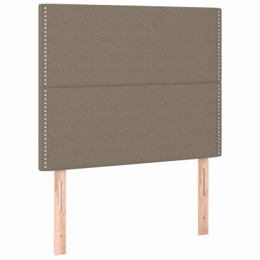 vidaXL Κρεβάτι Boxspring με Στρώμα & LED Taupe 90x190 εκ. Υφασμάτινο