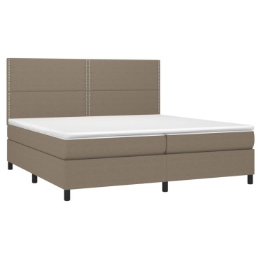 vidaXL Κρεβάτι Boxspring με Στρώμα & LED Taupe 200x200 εκ. Υφασμάτινο
