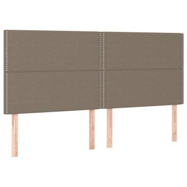 vidaXL Κρεβάτι Boxspring με Στρώμα & LED Taupe 200x200 εκ. Υφασμάτινο