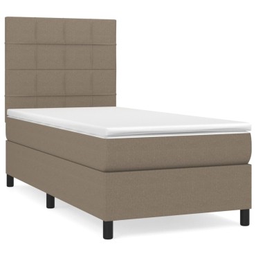 vidaXL Κρεβάτι Boxspring με Στρώμα Taupe 90x190 εκ.Υφασμάτινο