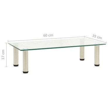 322763 vidaXL TV Stand Transparent 60x35x17cm Tempered Glass