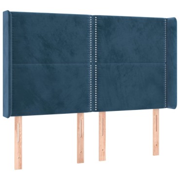 vidaXL Κεφαλάρι με Πτερύγια Σκούρο Μπλε 147x16x118/128cm Βελούδινο 1 τεμ.