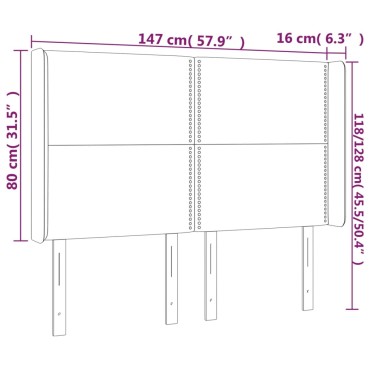 vidaXL Κεφαλάρι με Πτερύγια Σκούρο Μπλε 147x16x118/128cm Βελούδινο 1 τεμ.