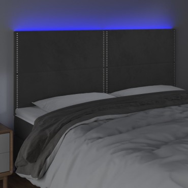 vidaXL Κεφαλάρι Κρεβατιού LED Σκούρο Γκρι 160x5x118/128cm Βελούδινο 1 τεμ.