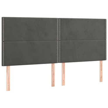 vidaXL Κεφαλάρι Κρεβατιού LED Σκούρο Γκρι 160x5x118/128cm Βελούδινο 1 τεμ.