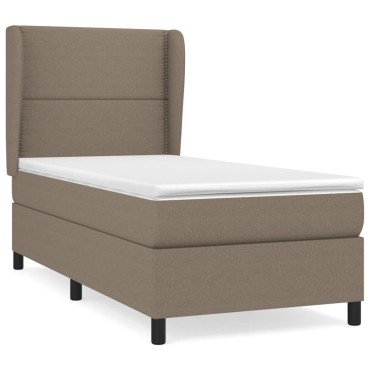 vidaXL Κρεβάτι Boxspring με Στρώμα Taupe 90x190 εκ.Υφασμάτινο