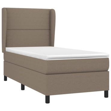 vidaXL Κρεβάτι Boxspring με Στρώμα Taupe 90x190 εκ.Υφασμάτινο