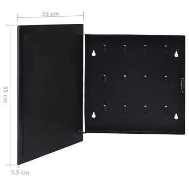 vidaXL Κλειδοθήκη με Μαγνητικό Πίνακα Μαύρη 35 x 35 x 4 εκ.