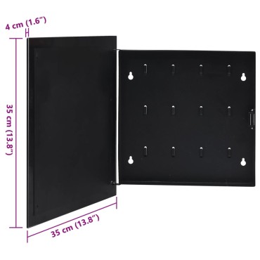 vidaXL Κλειδοθήκη με Μαγνητικό Πίνακα Μαύρη 35 x 35 x 4 εκ.