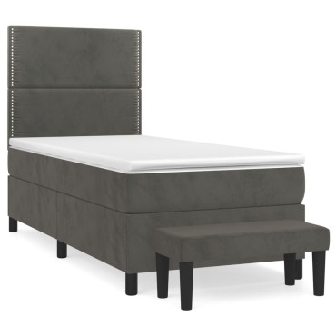 vidaXL Κρεβάτι Boxspring με Στρώμα Σκούρο Γκρι 80x200 εκ. Βελούδινο