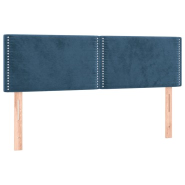 vidaXL Κρεβάτι Boxspring με Στρώμα Σκούρο Μπλε 140x190 εκ. Βελούδινο