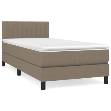 vidaXL Κρεβάτι Boxspring με Στρώμα Taupe 90x190 εκ.Υφασμάτινο