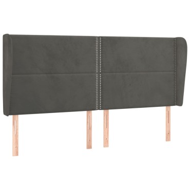 vidaXL Κεφαλάρι με Πτερύγια Σκούρο Γκρι 163x23x118/128cm Βελούδινο 1 τεμ.