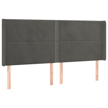 vidaXL Κεφαλάρι με Πτερύγια Σκούρο Γκρι 163x16x118/128cm Βελούδινο 1 τεμ.