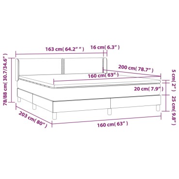 vidaXL Κρεβάτι Boxspring με Στρώμα Σκούρο Μπλε 160x200 εκ. Βελούδινο