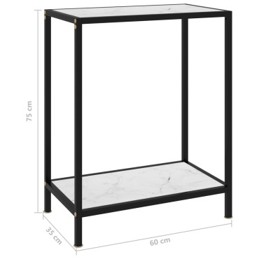 vidaXL Τραπέζι Κονσόλα Λευκό 60x35x75cm από Ψημένο Γυαλί 1 τεμ.