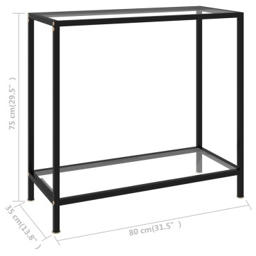 vidaXL Τραπέζι Κονσόλα Διαφανές 80x35x75cm από Ψημένο Γυαλί 1 τεμ.