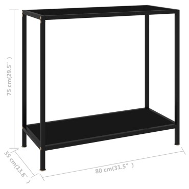 vidaXL Τραπέζι Κονσόλα Μαύρο 80x35x75cm από Ψημένο Γυαλί 1 τεμ.
