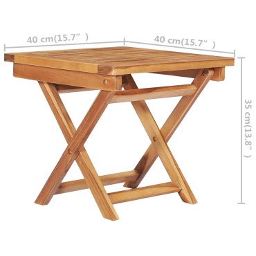 vidaXL Ξαπλώστρα από Μασίφ Ξύλο Teak με Τραπέζι και Μαξιλάρι 40x40x35cm 1 τεμ.