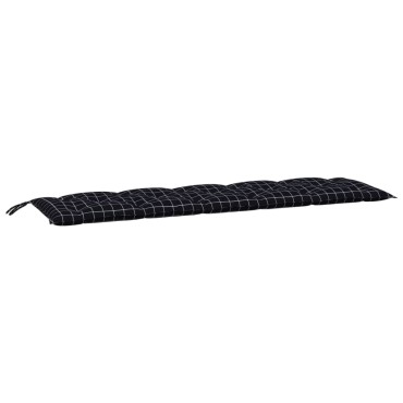 vidaXL Μαξιλάρι Πάγκου Κήπου Μαύρο Καρό 180x50x7cm Ύφασμα Oxford
