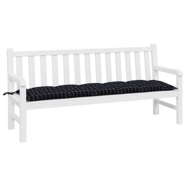 vidaXL Μαξιλάρι Πάγκου Κήπου Μαύρο Καρό 180x50x7cm Ύφασμα Oxford