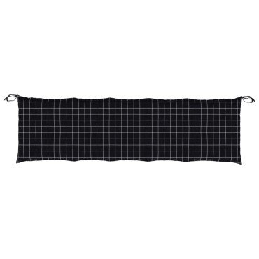 vidaXL Μαξιλάρι Πάγκου Κήπου Μαύρο Καρό 180x50x7cm Ύφασμα Oxford