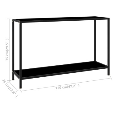 vidaXL Τραπέζι Κονσόλα Μαύρο 120x35x75cm από Ψημένο Γυαλί 1 τεμ.