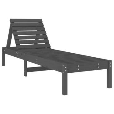 vidaXL Ξαπλώστρα Γκρι 199,5x60x74cm από Μασίφ Ξύλο Πεύκου 1 τεμ.