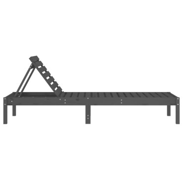 vidaXL Ξαπλώστρα Γκρι 199,5x60x74cm από Μασίφ Ξύλο Πεύκου 1 τεμ.