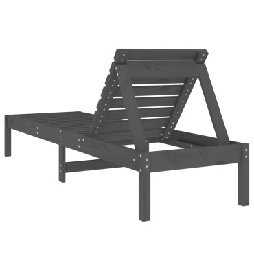 vidaXL Ξαπλώστρα Γκρι 199,5x60x74cm από Μασίφ Ξύλο Πεύκου 1 τεμ.