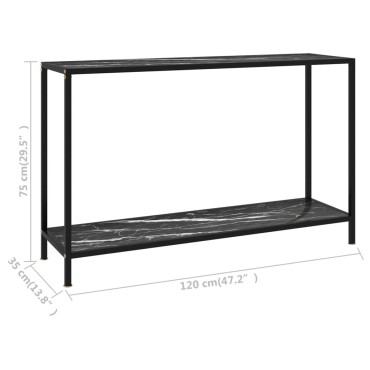 vidaXL Τραπέζι Κονσόλα Μαύρο 120x35x75cm από Ψημένο Γυαλί 1 τεμ.