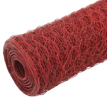 vidaXL Συρματόπλεγμα Εξάγωνο Κόκκινο 25x1,2 μ. Ατσάλι με Επικάλυψη PVC 25x1,2 μ. (ΜxΥ)</li><li>Μήκος πλέγματος: 13 χιλ.</li><li>Διάμετρος κουλούρας: 14cm