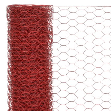 vidaXL Συρματόπλεγμα Εξάγωνο Κόκκινο 25x1,2 μ. Ατσάλι με Επικάλυψη PVC 25x1,2 μ. (ΜxΥ)</li><li>Μήκος πλέγματος: 50 χιλ.</li><li>Διάμετρος κουλούρας: 12cm