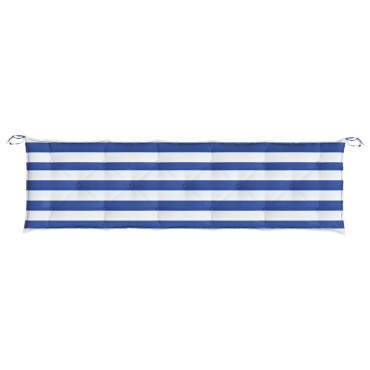 vidaXL Μαξιλάρια Πάγκου Κήπου 2 τμχ Μπλε & Λευκό Ριγέ Ύφασμα Oxford 180x50x7cm