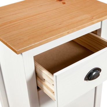 vidaXL Μπουφές Hill Λευκός 46x35x80cm από Μασίφ Ξύλο Πεύκου 1 τεμ.