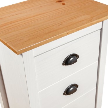 vidaXL Μπουφές Hill Λευκός 46x35x80cm από Μασίφ Ξύλο Πεύκου 1 τεμ.