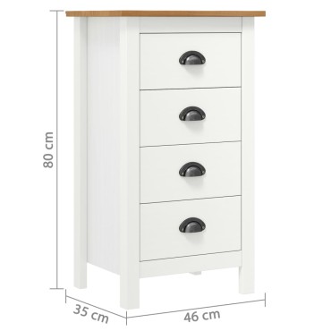 vidaXL Μπουφές Hill Λευκός 46x35x80cm από Μασίφ Ξύλο Πεύκου 1 τεμ.
