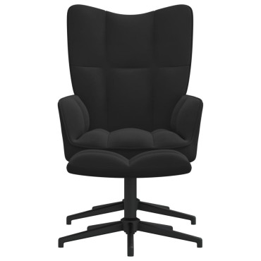 vidaXL Πολυθρόνα Relax Μαύρη Βελούδινη με Σκαμπό 62x68x98cm 1 τεμ.