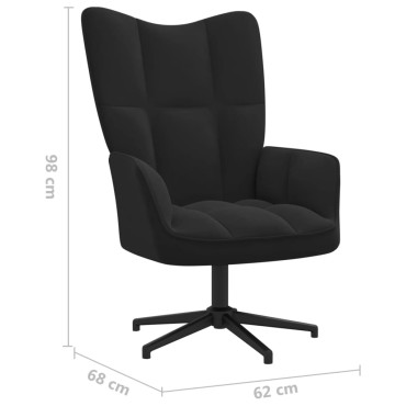 vidaXL Πολυθρόνα Relax Μαύρη Βελούδινη με Σκαμπό 62x68x98cm 1 τεμ.