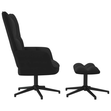 vidaXL Πολυθρόνα Relax Μαύρη Βελούδινη με Σκαμπό 62x68x98cm 1 τεμ.