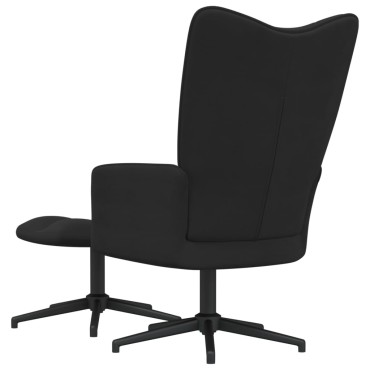 vidaXL Πολυθρόνα Relax Μαύρη Βελούδινη με Σκαμπό 62x68x98cm 1 τεμ.