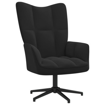 vidaXL Πολυθρόνα Relax Μαύρη Βελούδινη με Σκαμπό 62x68x98cm 1 τεμ.
