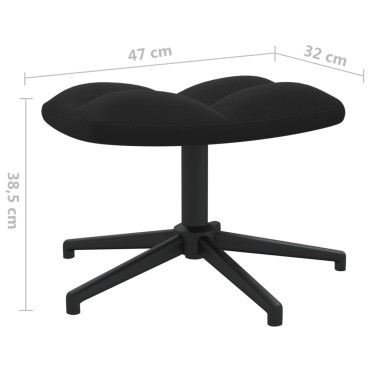 vidaXL Πολυθρόνα Relax Μαύρη Βελούδινη με Σκαμπό 62x68x98cm 1 τεμ.