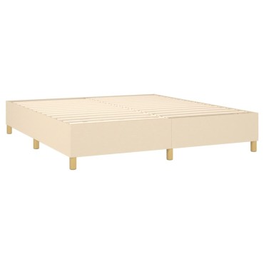 vidaXL Κρεβάτι Boxspring με Στρώμα & LED Κρεμ 160x200cm Υφασμάτινο 1 τεμ. - Διπλό