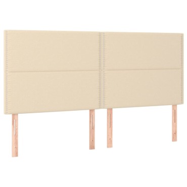 vidaXL Κρεβάτι Boxspring με Στρώμα & LED Κρεμ 160x200cm Υφασμάτινο 1 τεμ. - Διπλό