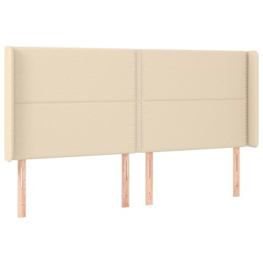 vidaXL Κρεβάτι Boxspring με Στρώμα & LED Κρεμ 160x200cm Υφασμάτινο 1 τεμ. - Διπλό