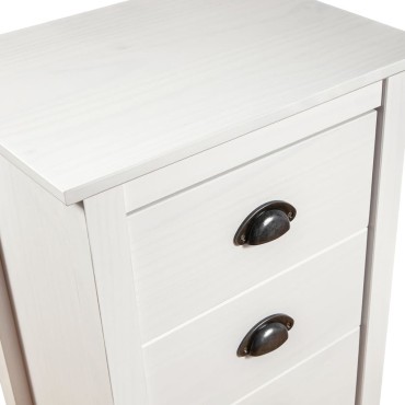 vidaXL Μπουφές Hill Λευκός 46x35x80cm από Μασίφ Ξύλο Πεύκου 1 τεμ.