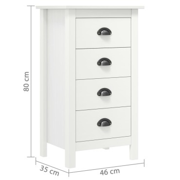 vidaXL Μπουφές Hill Λευκός 46x35x80cm από Μασίφ Ξύλο Πεύκου 1 τεμ.
