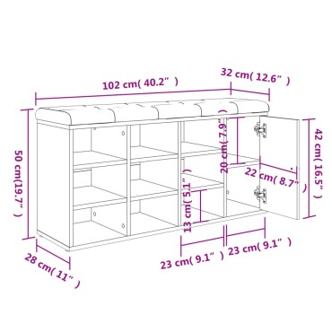 vidaXL Παπουτσοθήκη Λευκή 102x32x50cm από Επεξεργασμένο Ξύλο 1 τεμ.